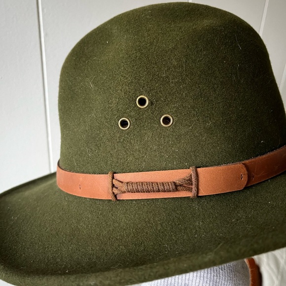 Duluth Trading Olive Green Wool Fedora Hat Lite Felt Water Repellent Crushable - Picture 6 of 12
